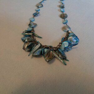 MERMAIDCORE COQUETTE BLUE DYED SHELLS NECKLACE